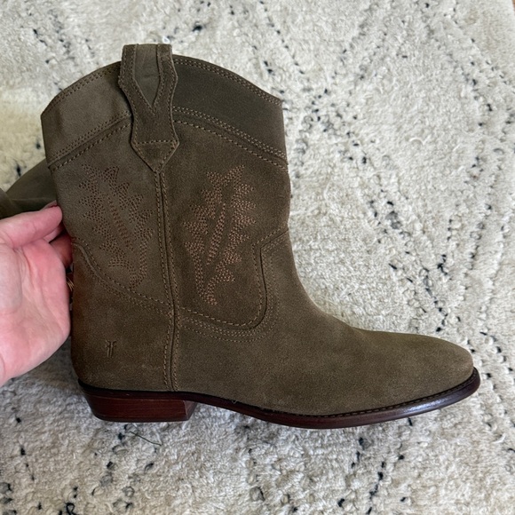 Frye Women's Suede Ankle Booties — Olive Brown - Picture 5 of 8